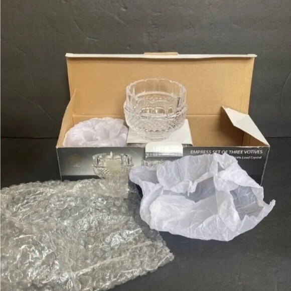 SHANNON CRYSTAL SET OF 3  "VOTIVES"  BY GODINGER 24% LEAD CRYSTAL NEW IN BOX - Picture 12 of 12